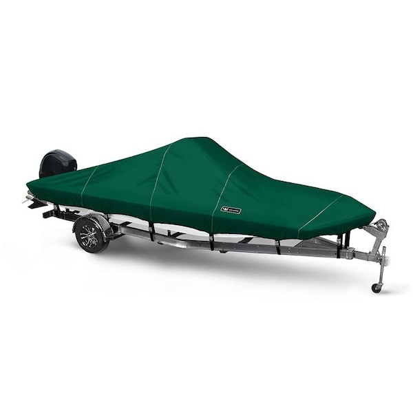 Eevelle Boat Cover JON STYLE BASS BOAT, Outboard Fits 9ft 6in L up to 75in W Green SFJB0975B-HTR - main
